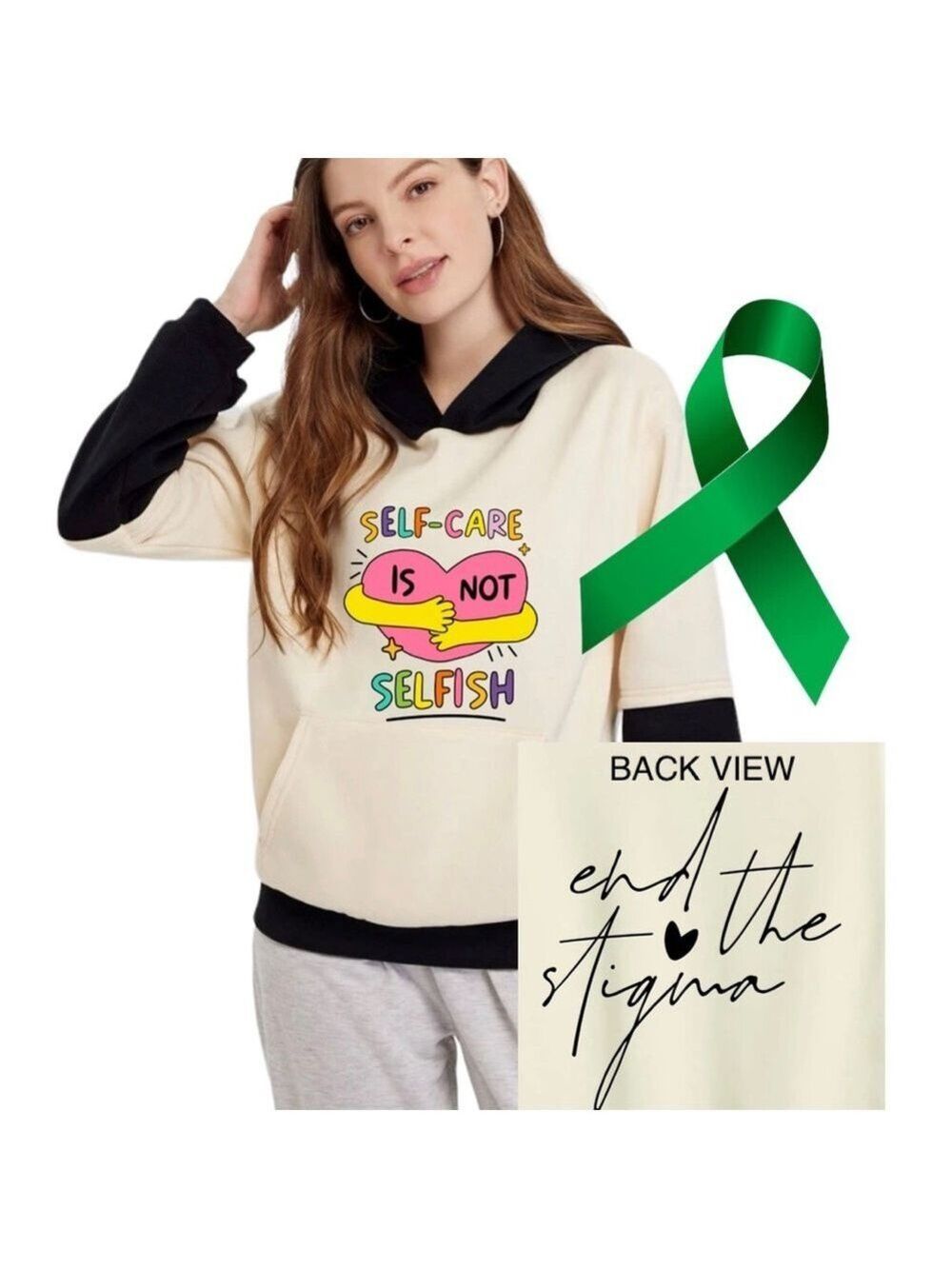 Self Care Is Not Selfish graphic hoodie pullover sweatshirt oversized medium